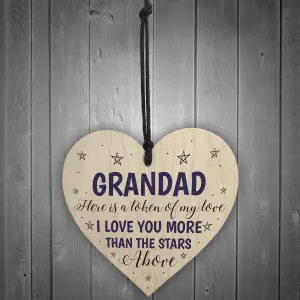 Red Ocean Grandad Gift From Grandchildren Wood Heart Novelty Fathers Day Birthday Gift For Grandad Keepsake