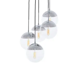 Interiors by Premier Revive Chrome Finish Five Pendant Lights