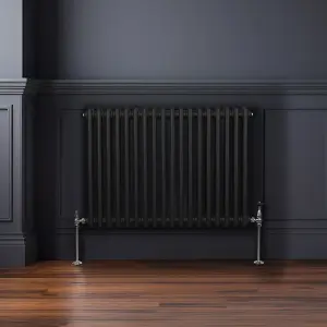 Traditional 2 Column Radiator - 600 x 832 mm - Black