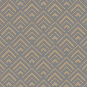 GoodHome Ficus Grey Gold effect Art deco Textured Wallpaper Sample