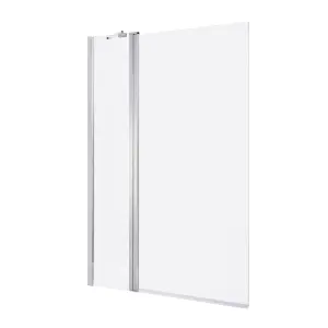 GoodHome calera Straight 2 panel Clear glass silver effect frame Bath screen, (W) 1040mm (H) 1400mm