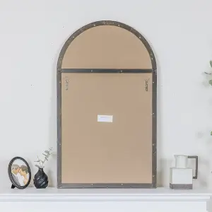 Melody Maison Large Framed Black Arched Mirror 100cm x 60xcm