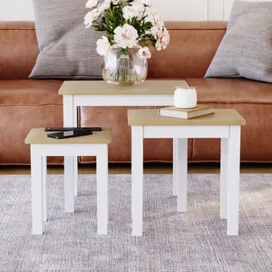 Analynn 3 Piece Nest of Tables White / Oak