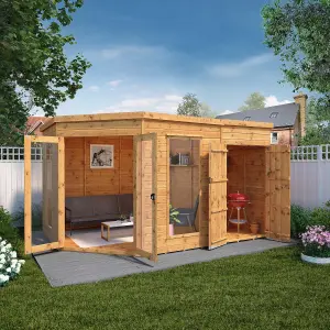 Mercia Summer House 12x8 ft with Double door & 2 windows Pent Wooden Summer house