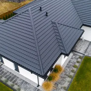 5 Pcs Grey Galvanised Zinc Tiles on Eaves,Stone Coated Metal Roofing Shingle Covering 2.3 m²