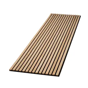 Acupanel Contemporary Natural Oak Slat Acoustic Wood Slat Wall Panel 240cm x 60cm (Black Felt)