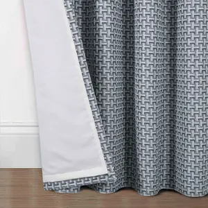 Home Curtains Gambia Jacquard Lined 45w x 72d" (114x183cm) Grey Eyelet Curtains (PAIR)