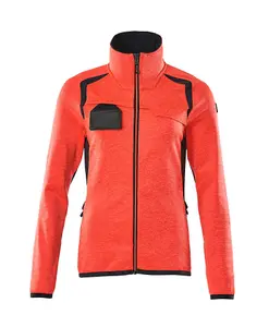 Mascot Accelerate Safe Ladies Microfleece Jacket with Zipper (Hi-Vis Red/Dark Navy)  (Medium)