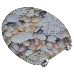 Toilet Seat with MDF Lid Pebbles Design