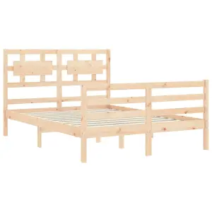 Berkfield Bed Frame with Headboard Small Double Solid Wood