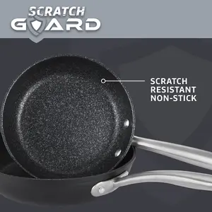 Prestige Scratch Guard Black Round Aluminium Induction Suitable Non-Stick Pan Set Pack of 4