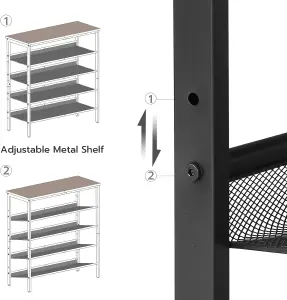 Shoe Rack, 5-Tier Shoe Organizer, Shoe Storage Rack for 16-20 Pairs, Adjustable Mesh Shelves, Shoe Storage Unit for Entryway,