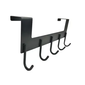 Oypla Heavy Duty Aluminium 5 Hook Over Door Organiser Rack Coat Towel Robe Hanger