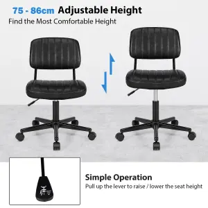 Costway Leisure Chair PU Leather Rolling Upholstered Office Chair Height Adjustable Swivel Accent Chair