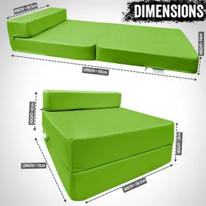 Fold Out Single Z Bed Futon Sofa Chair Mattress - Lime