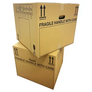 10 x Extra Large (21x21x16") Fragile Handle With Care Removal Cardboard Boxes With Carry Handles