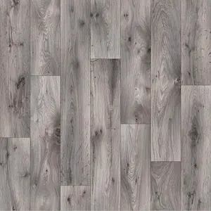 Grey Modern Wood Effect Anti-Slip Vinyl Flooring For Kitchen, Bathroom, 4.0mm Thick  Vinyl Sheet-2m(6'6") X 3m(9'9")-6m²