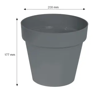 Verve Nurgul Matt Dark grey Polypropylene Plant pot (Dia) 20cm, (H)17.7cm, 3.5L