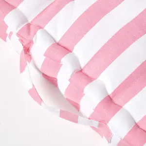 Homescapes Cotton Pink Thick Stripe Floor Cushion, 50 x 50 cm