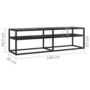 Berkfield TV Cabinet Black Marble 140x40x40.5 cm Tempered Glass