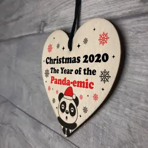 Funny Christmas Tree Decoration Wood Heart Bauble Quarantine Lockdown Gift