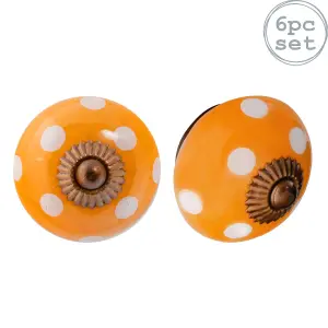 Nicola Spring - Round Ceramic Cabinet Knobs - Spot - Pack of 6