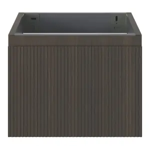 GoodHome Kentia Ribbed effect Walnut Veneer Wall-mounted Bathroom Cabinet (H) 300mm (W) 400mm