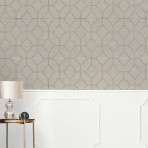 Boutique Asscher Beige Geometric Textured Wallpaper