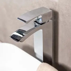 Stark Polished Chrome Deck-mounted Tall Basin Mono Mixer Tap