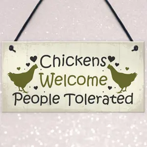 Red Ocean Funny Chicken Sign Hanging Sign Pet Sign Chicken Accessories Garden Plaque Friend Gift