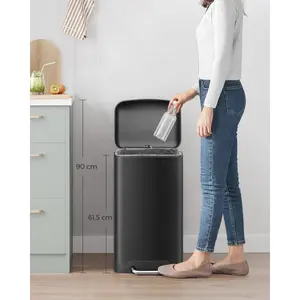 Kitchen 30 Litre Step On Rubbish Bin Black