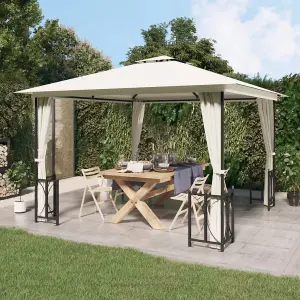 Berkfield Gazebo with Sidewalls&Double Roofs 3x3 m Cream