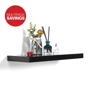 Shelf Depot Gloss Black Floating Shelf (L)900mm (D)235mm, Pack of 2