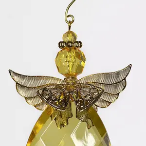 Acrylic Crystal Angel Hanging Figurine Ornament Yellow/Gold