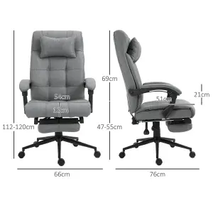 Vinsetto Ergonomic Office Chair Adjustable Height w/ Wheels Footrest Light Grey