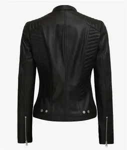 Womens Black Slim Fit Leather Jacket