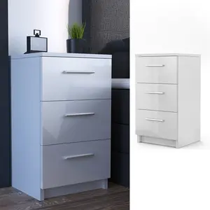 Monck 3 Drawer Bedside Table High-Gloss White