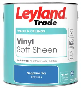 Leyland Trade Vinyl Soft Sheen Walls & Ceilings Emulsion Paint Sapphire Sky (PPG1243-6) - 2.5L