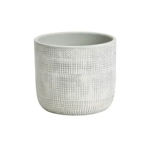 GoodHome Duck egg Dotted Clay Plant pot (Dia) 12cm, (H)10cm, 600ml