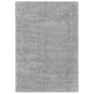 Light Grey Shaggy Plain Modern Jute Backing Rug for Living Room Bedroom and Dining Room-120cm X 170cm