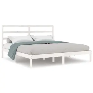 Berkfield Bed Frame White Solid Wood Pine 200x200 cm