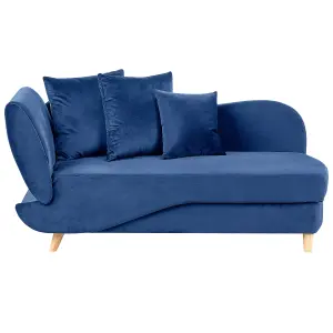 Left Hand Velvet Chaise Lounge with Storage Blue MERI II