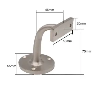 EAI Handrail Bracket Satin Nickel Pack 4 Banister Brackets Stair Banister Wall Handrail 63mm