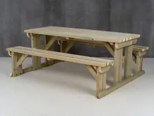 Abies wooden picnic bench and table set, outdoor dining set (7ft, Natural finish)