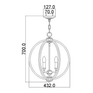 Elstead Corinne 3 Light Medium Spherical Ceiling Pendant Polished Nickel, E14