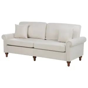 3 Seater Fabric Sofa Beige GINNERUP