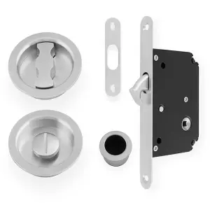 Alexander & Wilks Radius Sliding Door Lock Set - Satin Chrome