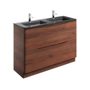 Eden 1200mm Floorstanding Vanity Unit in Redwood & Grey Glass Basin