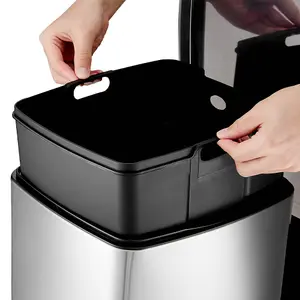 Stainless Steel Pedal Bin Trash Can Kitchen Bin Recycling Rubbish Bin 30L