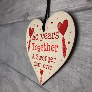 40th Anniversary Gift Wood Heart Perfect Gift For Husband And Wife Him Her Keepsake